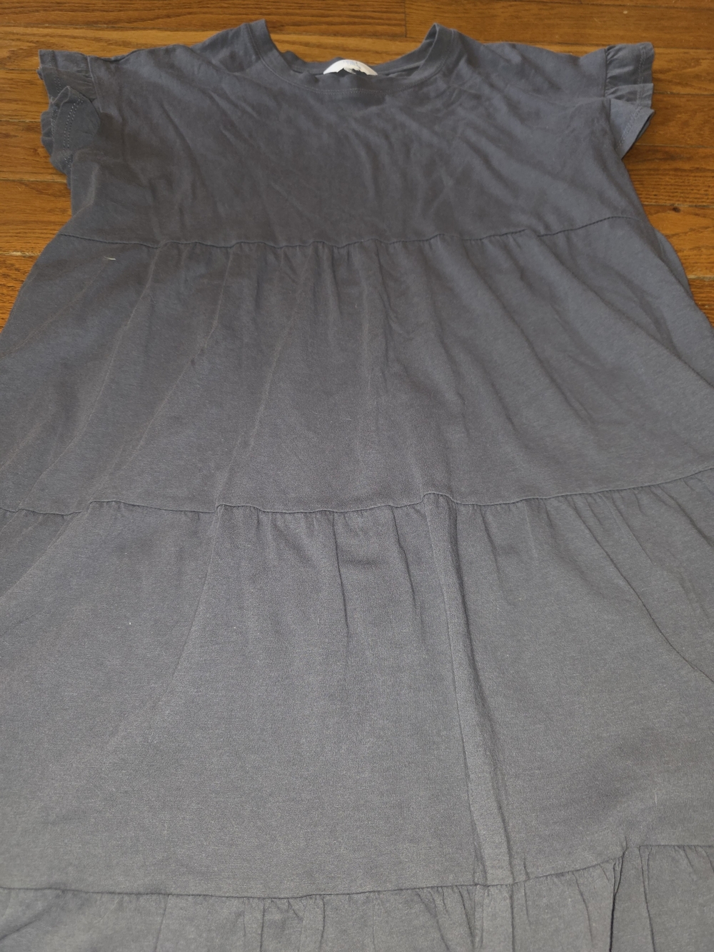 Time and Tru Slate Grey Tiered Ruffle Sleeve Mini Dress - Picture 2 of 5